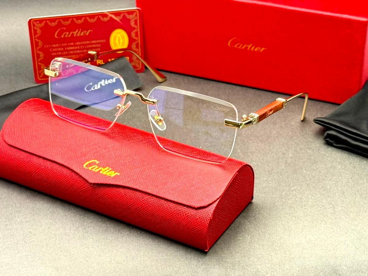 C Décor Rimless Rectangular Wood Glasses