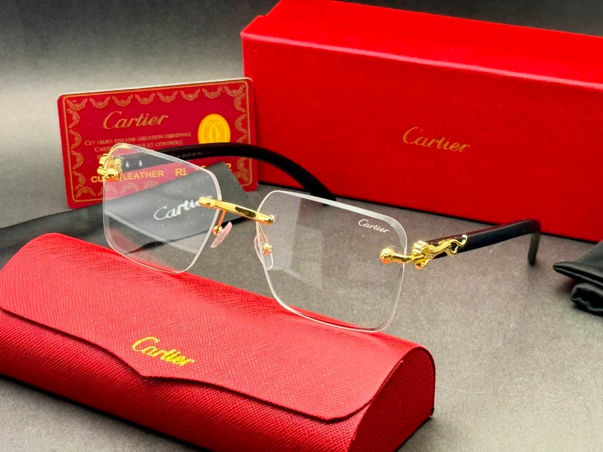 Panthère de Cartier Rimless Square Glasses