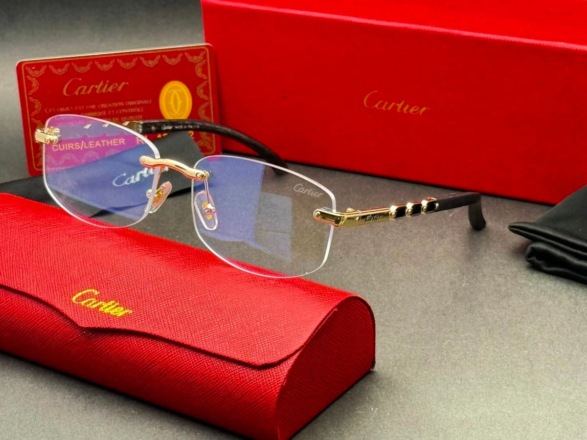 C Décor Rimless Rectangular Black Lacquer Glasses