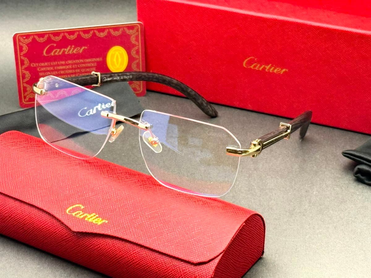C Décor Rimless Rectangular Wood Glasses