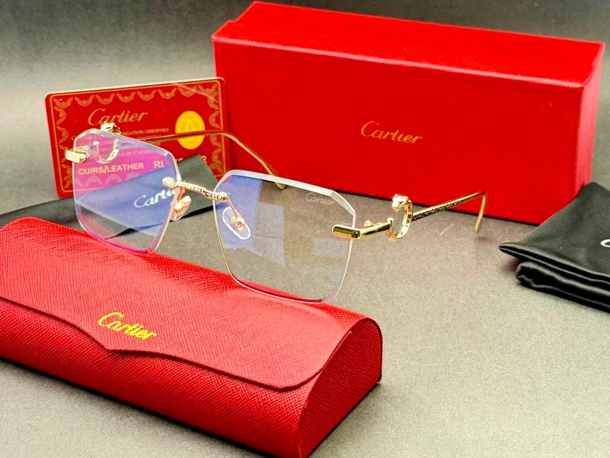 Panthère de Cartier Rimless Geometric Metal Glasses