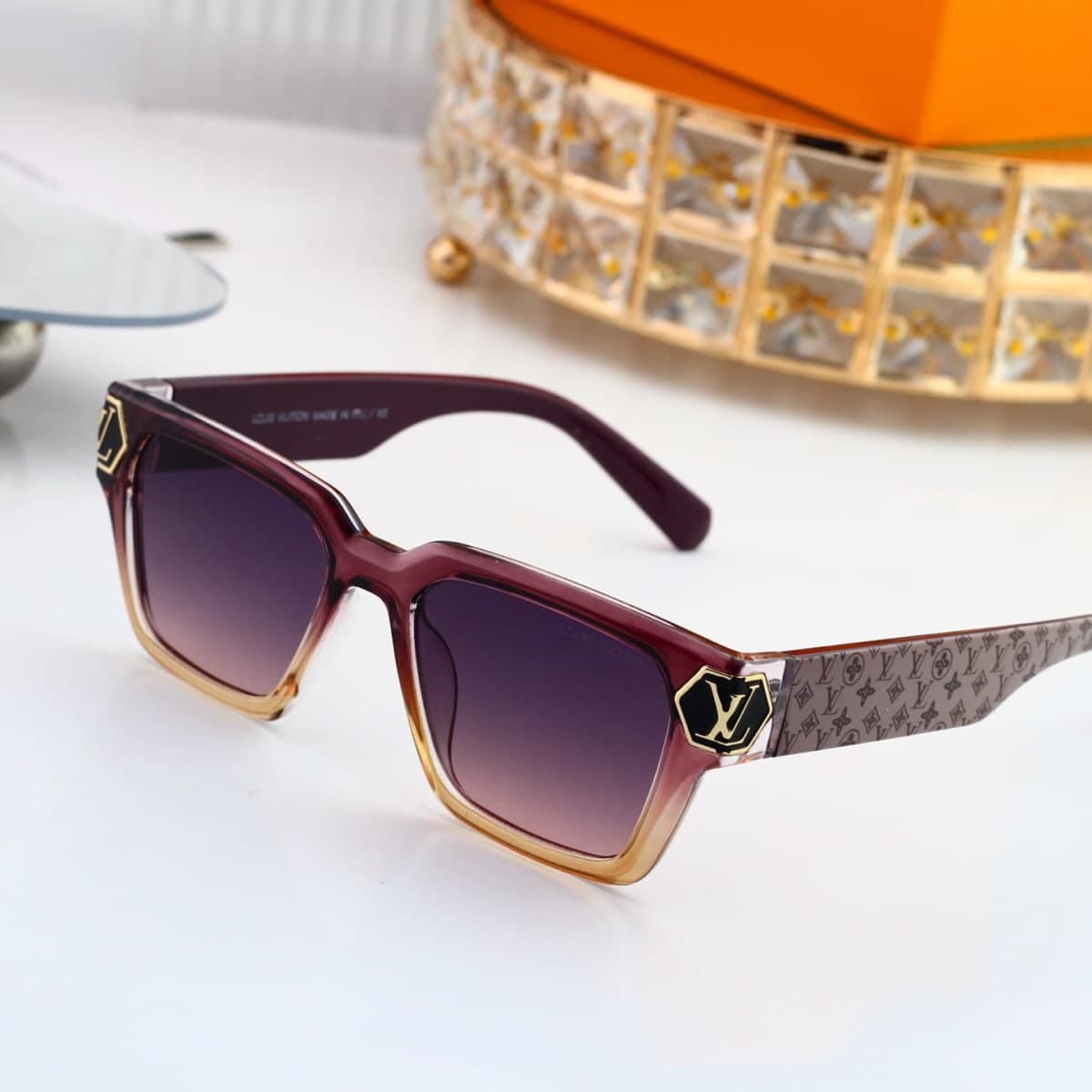 Monogram Emblem Two-Tone Square Sunglasses