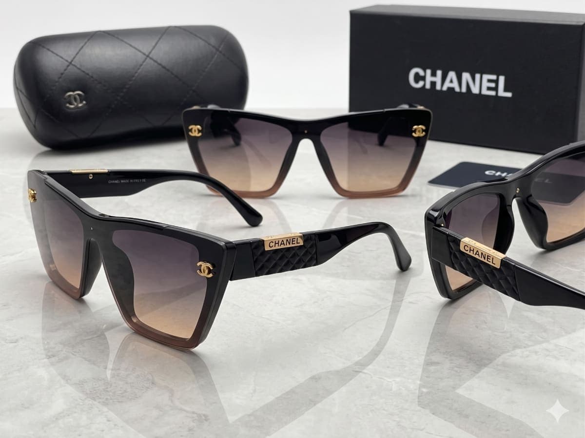 Quilted Temple Shield Sunglasses