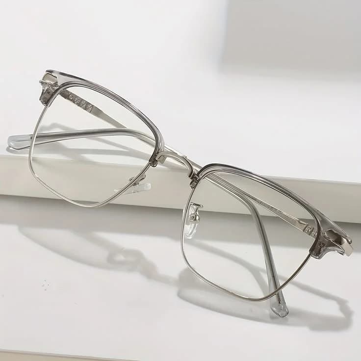 Cartier Silver Metal Cat-Eye Optical Frame